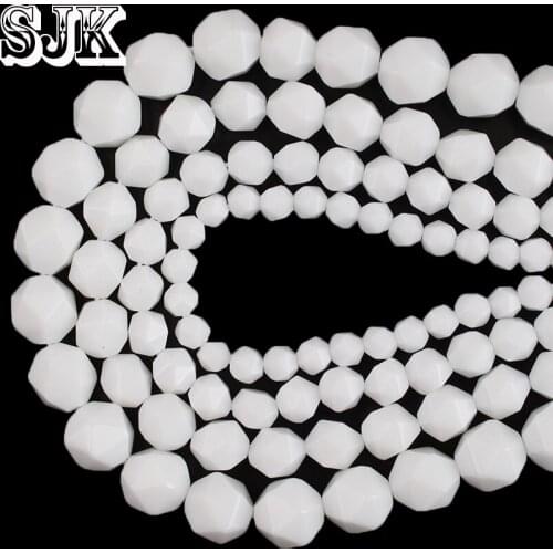 Natural White Shell Beads Faceted White Tridacna Shell Loose Beads 6 8 10 12 MM For Handmade Necklace Bracelet Jewelry Making