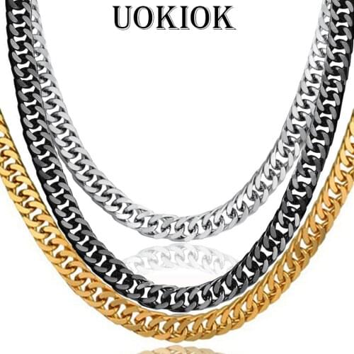 Hip Hop 6.5mm Stainless Steel Black Gold Silver Color Cuban Chain N7M7 Men Curb Link Necklace 20-28inch chains XL492U neckless