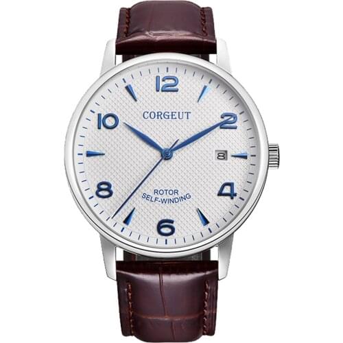 CORGEUT Watch for Men Automatc Mechanical Watch Waterproof Wristwatch Relogio Masculino Luxury Watches Leather Male Clock