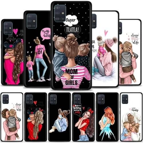 Phone Case For Samsung Galaxy A51 A71 5G A21s A11 A31 A41 A91 A72 A12 A02s Soft Silicon Bumper Shell Fundas Black Baby Mom Dad