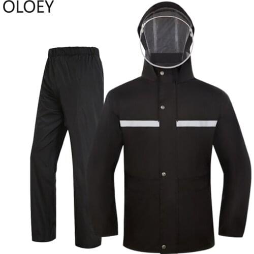 Motorcycle Rain Coat Men Waterproof Rainwear Raincoat Rain Pants Suit Split Yellow Adult Rain Jacket with Hood Travel Fishing