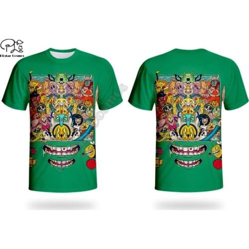 Adventure time T Shirt summer printed t-shirt men for women shirts tops black cotton tees Fashion Short sleeve