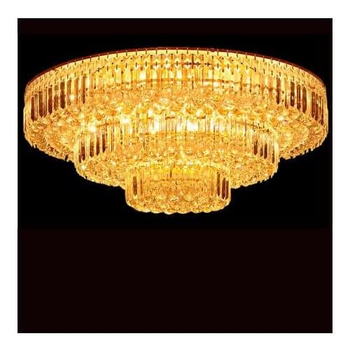 Living room crystal lamp Bedroom crystal lamp Golden round LED ceiling lamps cake lamp LED lighting fixture gold ceiling fixture