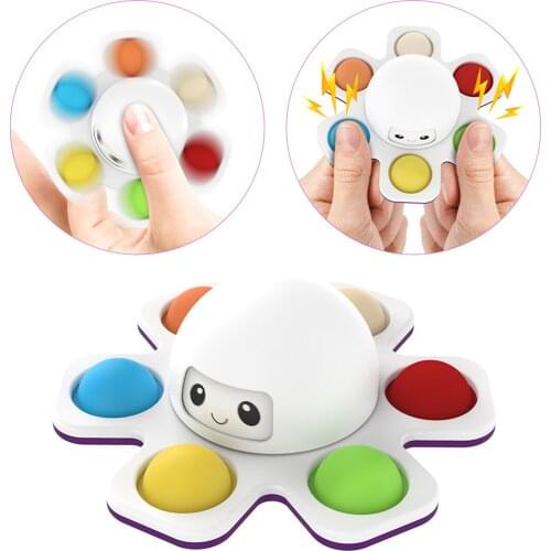 Octopus Face Changing Push Bubble Spinner Fingertip Gyro Anti-Stress Fidget Toy Stress Relief For Kid Adult Finger Rotating Toy