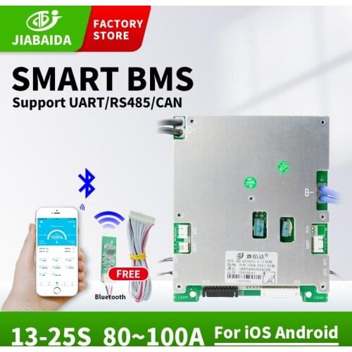 JBD Smart Bms 17S 20S 24S For Li-Ion Lifepo4 Battery 60A 80A 100A With Uart RS485 CAN Bluetooth Balance