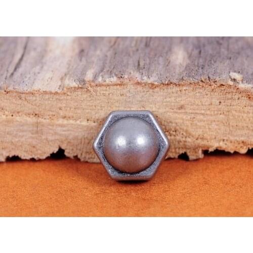 Pkg of 50 8*8mm Punk Round Hexagon Nuts Metal Rivet Studs Leather Crafts Concho
