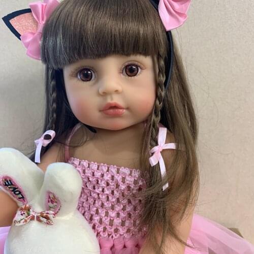 55CM real size Original NPK bebe doll reborn toddler girl pink princess bath toy very soft full body silicone girl doll surprice