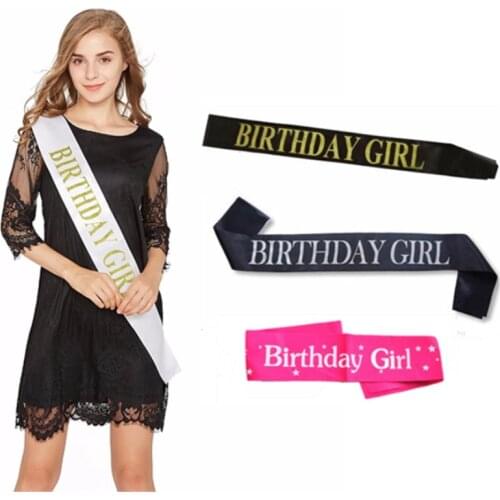 Birthday Girl Sash Glitter Satin Happy Birthday Party Accessory Decoration Princess Ribbons Sash Shoulder Strap Party Gifts