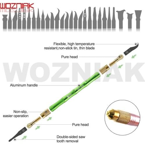 WOZNIAK BEST 27in1 BGA Maintenance Knife For iPhone CPU NAND CHIP IC Remove Glue Disassemble Rework Blade Tool Set