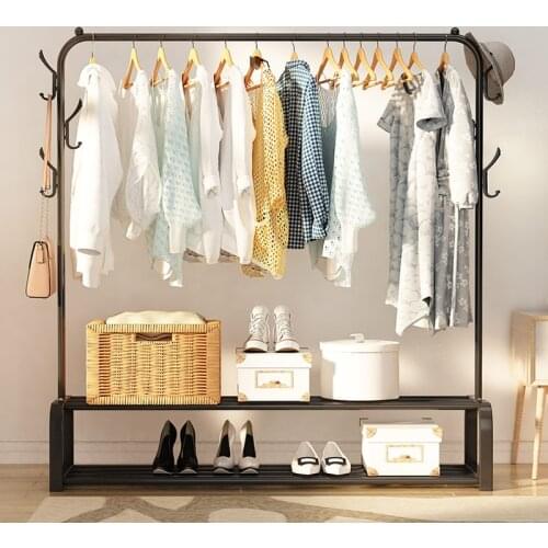 Metal Clothes Rack Bedroom Furniture Hanger Multifunctional Clothes Dryer Assemble High Quality Clothing Rack Floor Coat Rack