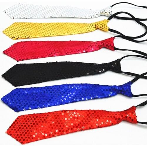 Fashion Casual Korea Style Sequins Zipper Ties For Men Street Dance Magic Show Work Male Necktie With Gift Box