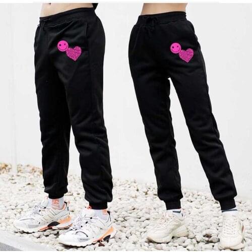 Fashion Harajuku Face Smiley Love Harem Pants Black White Street Style Hip Hop Men Women Long Loose Pant Trousers Plus Size 4XL