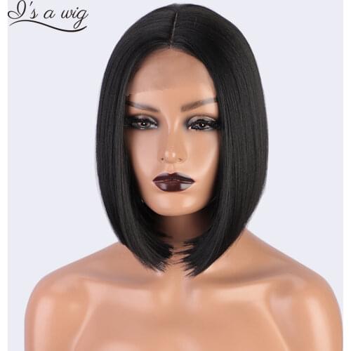 Is a wig Short Black Bob Wigs Synthetic Straight Wigs for Black White Women 613 Blonde Middle Part Hairs for Party Daily Use