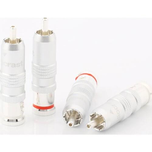 Audiocrast Pure Silver Plated RCA Audio Plug Solder RCA Connector For DIY Analogue RCA Cable HIFI