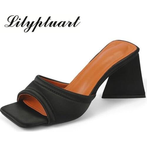 Womens Special Material Sandals Summer Womens Thick-soled High-heeled Slippers 7.5cm Thick-heeled Party Nightclub Slippers