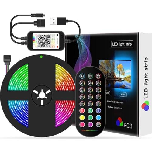 5M LED Strips Lights Bluetooth With 24 Keys Iuces RGB 5050 SMD Waterproof TV Music Rhythm Light Belt Setfor Home DIY Decoration