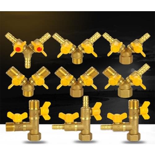Three-way valve copper rod copper core 1/2inch brass gas valve natural gas switch ball valve