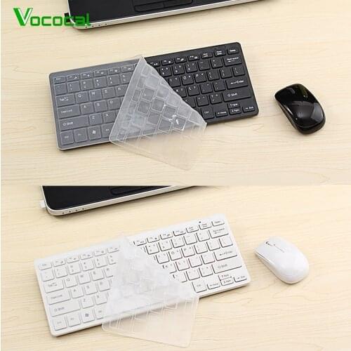 Vococal Ultra Slim Silent Wireless 2.4GHz Mini Keyboard and Mouse Set w/USB Bluetooth Receiver for PC Tablet Android TV Laptop
