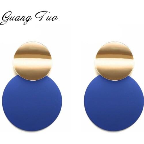 Unique Black Stud Earrings Trendy Gold Color Round Metal Statement Earrings for Women New Arrival Fashion Jewelry