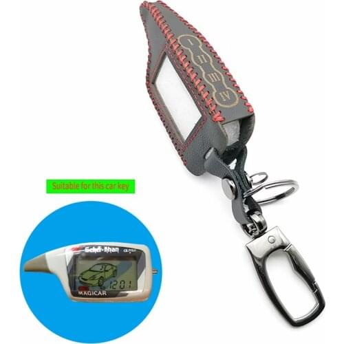 High quality leather key cover alarm box For Scher-5 6 LCD Remote Control Only fit Scher Khan Magicar khan Magicar M5 Car wallet