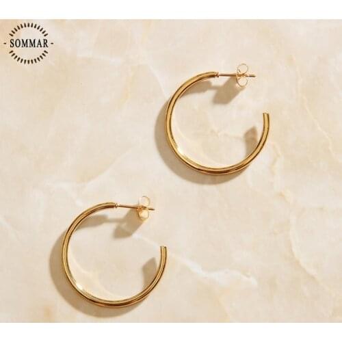 SOMMAR New 2019 Gold color Perfume women hoop earrings Circular Geometric women earring Girlfriend Birthday\s Gift