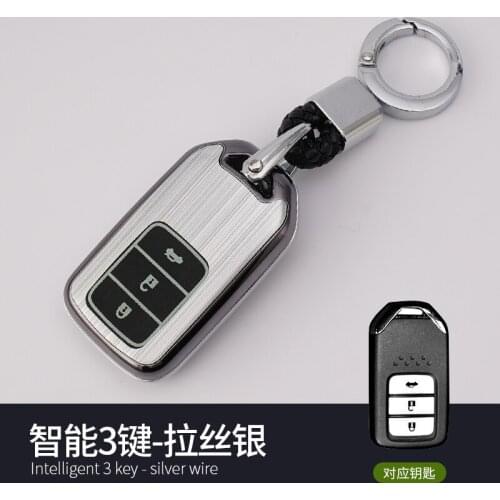 1x 3 Colors Aluminum Alloy Key Shell + Alloy Key Chain Rings Car Protective Case Cover Skin Shell For Honda HONDA Smart 3-Key