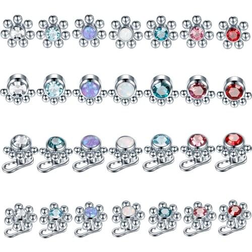 1PC Flower Dermal Anchor Top Micro Dermal Piercings Skin Diver Dermal Anchor Crystal Gem Surface Piercings Implants Sexy Jewelry