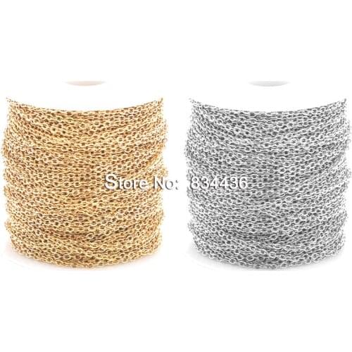 100 Meters/Roll 1.2 1.5 2mm Stainless Steel Cable Chains Tose Gold Tone Chain Necklace Bracelet DIY Jewelry Materials Bulk Sale