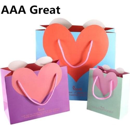 AAA Great 2Pcs/Lot Candy Snack Bag Kids Gifts Bags Heart Handle Packaging Birthday Pouches Festival Party Wedding Supplies Decor