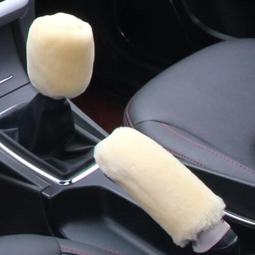 2 piece car handbrake gloves soft plush cover winter warm universal for Honda CRV Accord Odeysey Crosstour FIT Jazz City Civic