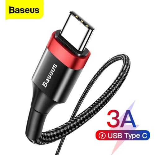 Baseus Type C Cable For Samsung S20 Quick Charge 3.0 USB C Fast Charging Cable For Huawei P40 Xiaomi Mi 10 8 USB-C Charger Wire