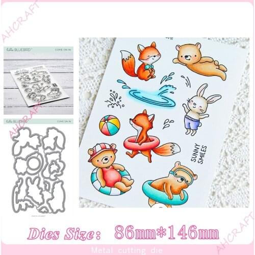 Pool party Stamp and Metal Cutting Dies DIY Scrapbooking for Photo Album Decorative Embossing Silicone Clear Stamps 2020