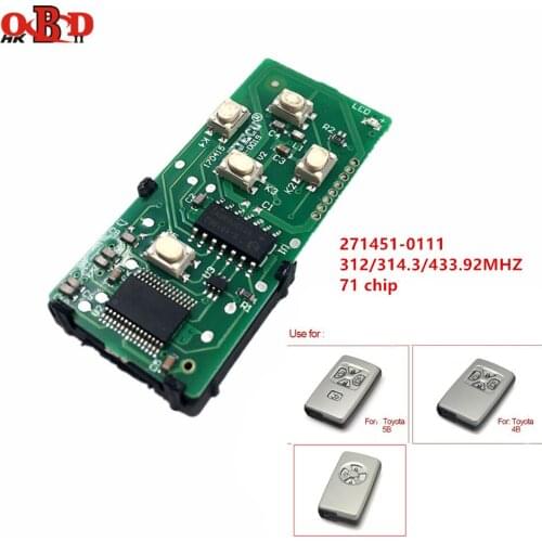 HKOBDII 271451-0111 71 Chip 5 Button Smart Remote Board 312/314.3/433.92MHz For 2005-2010 Toyota Rav4 Yaris Corolla