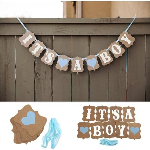 Its A Boy/Girl Baby Shower Bunting Party Banner Garland Photo Props Decor Sign