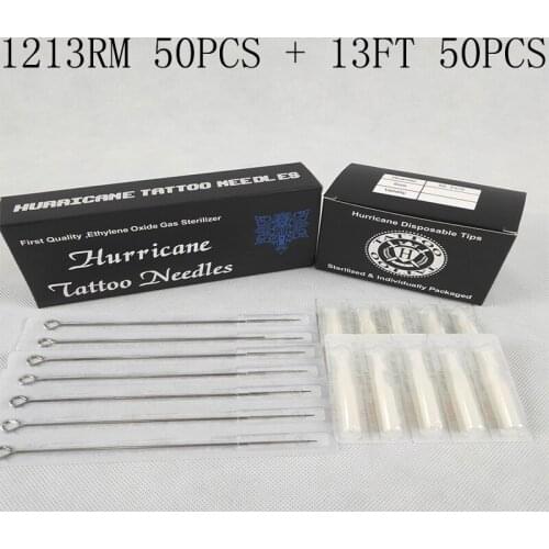 Tattoo Needle Tips (13RM+13FT) 50pcs Disposable Sterile Tattoo Needle+50pcs Disposable Tattoo Tips Mixed