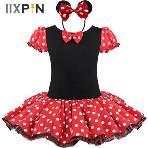 IIXPIN Kids Girls Ballet Tutu Dress Halloween Costume Mini Mouse Party Dress Cosplay Dress Girls polka dots Ballet leotard dress