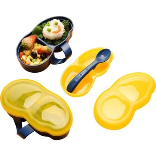 2Pcs/Set Baby Solid Feeding Dish Cover Division Design Food Grade PP Kids Lunch Feeding Box for Outdoor