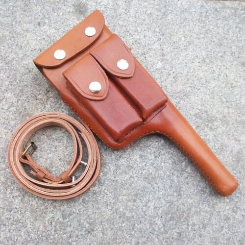 WW2 WWII MAUSER GUN LEATHER HOLSTER BROOMHANDLE WITH STRAP CUOIO CN/103113