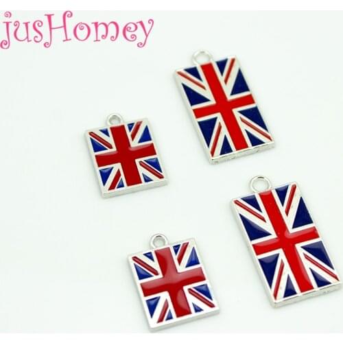10pcs Metal Union Jack Pendants Oil Dropped Royal Union Flag Charms Metal Ornament for DIY Keychain, Pet Collar, Bracelet Crafts