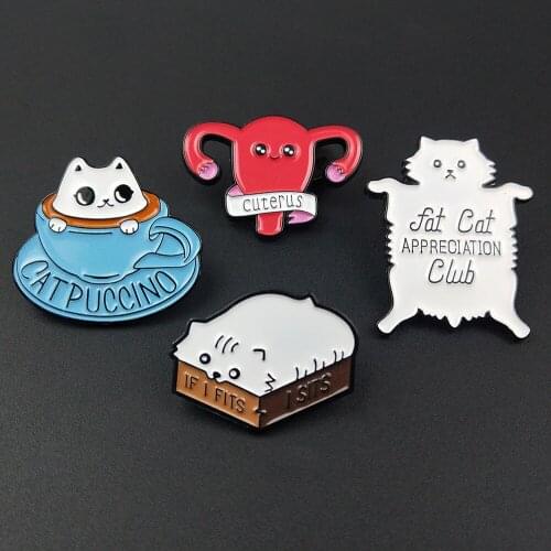 Fashion Enamel Pins Brooches Fat Cat Badges Bags Kids Metal Pin Gifts For Friends Jewelry DIY Brooch For Clothes Backpack