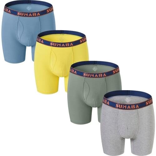 Mens Fashion Underwear Male Boxer Briefs Bamboo Fiber Male Fashion Briefs Solid Color Multicolor Combination 4 PCS
