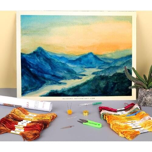 Doodles Printed Canvas 11CT Cross-Stitch DIY Embroidery Kit DMC Threads Needlework Hobby Knitting Handicraft Wholesale Decor