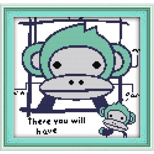 Everlasting Love Monkey Chinese Cross Stitch Kits Ecological Cotton Clear Stamped Printed 11 14CT DIY Gift Christmas Decoration