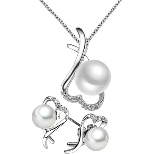 Sinya freshwater pearls choker necklace earring fine jewelry sets in 925 sterling silver and AAA cz stone best gift for Women