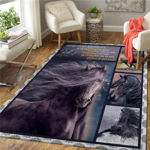 Love Horse Retro Style 3D Printed Anti-slip Rug Carpet Home Decoration Living Flannel Bedroom Non-slip Floor Rug 06