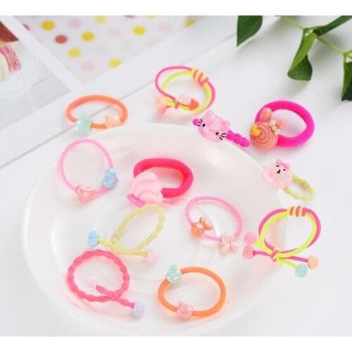 20Pcs/Lot Korean Style Women Cartoon Scrunchie Hair Accessories Elastic Hair Bands Candy Color Hairband Hair Hoop Cute Headdress