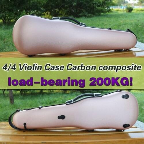 Pink 4/4 Violin Case Golden color Code lock Carbon fiber Square Case Yinfente