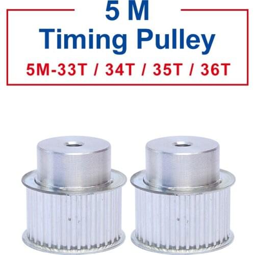 1 piece Pulley 5M-33T/34T/35T/36T Width 21/27mm pulley wheel rough hole 10 mm Aluminum Material For Width 20/25 mm Timing Belt