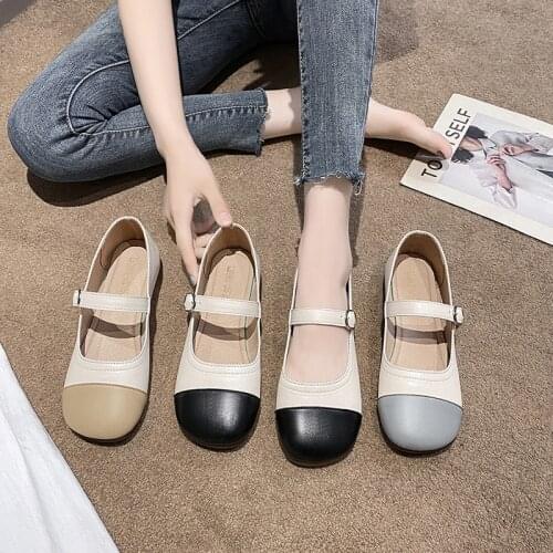Womens shoes fashion spring luxury brand design womens single belt buckle flat shoes fashion shallow mouth single shoes