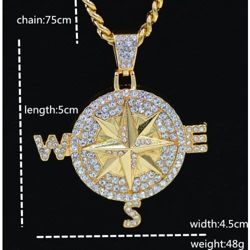 2021 European and American style jewelry compass compass shape personalized pendant trendy mens necklace accessories